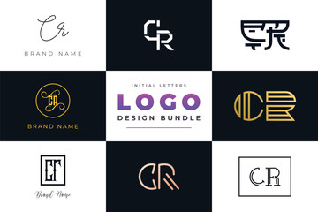 Leinwandbilder - Initial letters CR Logo Design Bundle