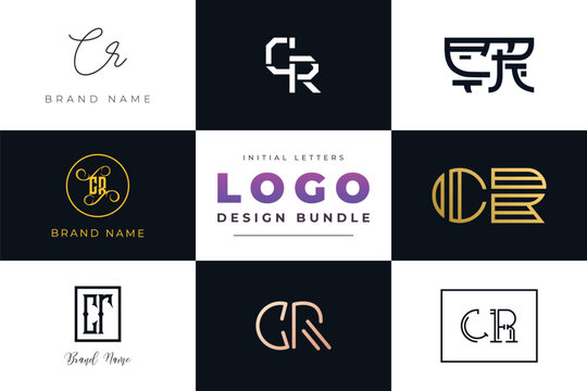 Initial letters CR Logo Design Bundle