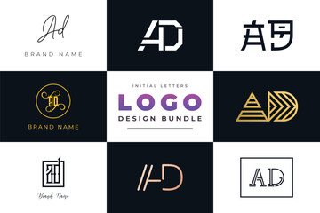 Leinwandbilder - Initial letters AD Logo Design Bundle