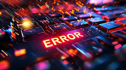 Leinwandbilder - Colorful Keyboard Error Graphic with Dynamic Light Effects