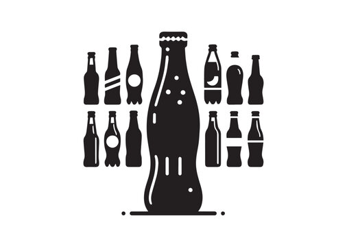 Soda Bottle silhouette vector, Soda Bottle Icon
