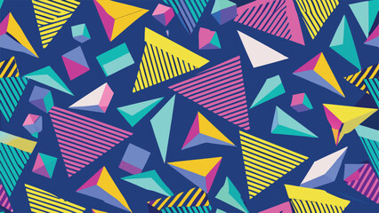 Poster - Vibrant geometric abstract art with retro and futuristic shapes
