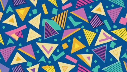Poster - Vibrant geometric abstract art with retro and futuristic shapes
