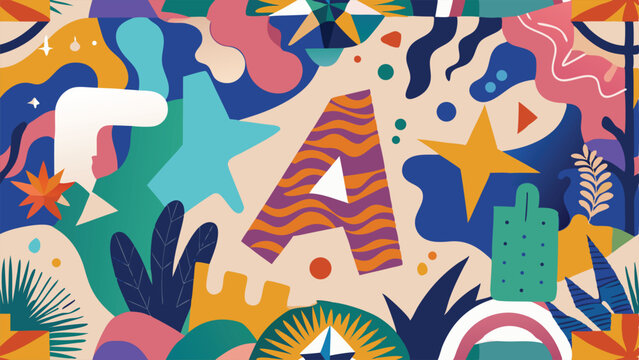 Colorful minimalist background doodles
