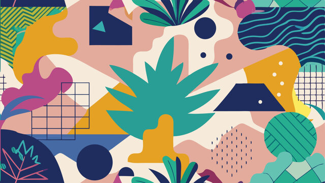Colorful minimalist background doodles
