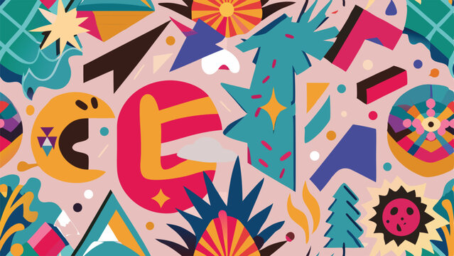 Colorful minimalist background doodles
