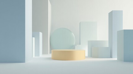 Poster - 3d rendered gaming environment showcasing minimalistic design set against neutral backdrop providing ample copy space