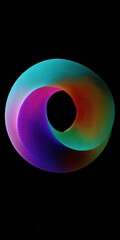 Poster - A colorful, abstract, and geometric shape that resembles the letter O. The image is black and white, and the colors are vibrant and bold. Scene is energetic and dynamic