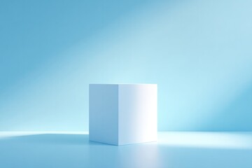 Poster - floating podium hovering in empty space accentuated by soft light and gentle shadows