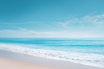 Poster - tranquil beach scene with minimalistic elements showcasing pristine shoreline for serene bathing experience