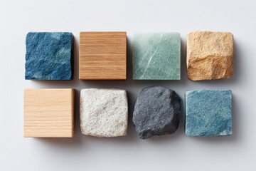 Poster - assortment of raw materials artistically arranged each unique in texture yet forming cohesive and minimalistic composition