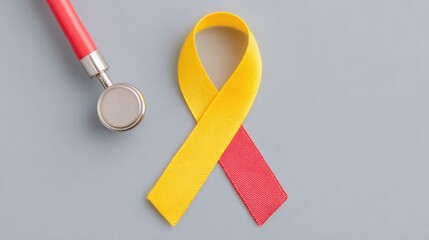 Poster - capture minimalistic scene highlighting world hepatitis day symbol with yellow and red colors against plain backdrop