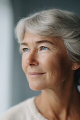 Poster - capture tender portrait of grandparent with serene expression bathed in natural light
