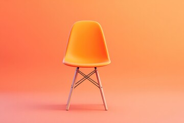Poster - in vibrant neon color background lone chair stands empty and waiting evoking sense of anticipation