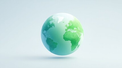 Poster - minimalistic photo of globe with subtle green hues set against clean white background