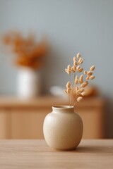 Poster - retro lifestyle scene with minimalistic décor and people blurred in background