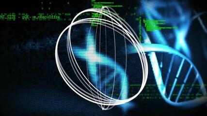 Poster - Circle forming wireframe globe at one-second mark and shifting helix for data visualization