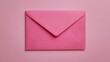 © Shahin - Pink Envelope on a Pink Background, A single, closed pink envelope sits on a solid pink surface.