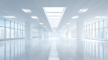 Aufkleber - Modern empty office space with large windows and bright natural light creating clean and spacious atmosphere