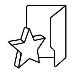 Poster - Favorites folder thin line icon, windows pack concept. Vector graphics. Folder with isometric star shape, favorite sign on white background, style mobile or design.
