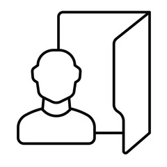 Fototapete - User folder thin line icon, windows pack concept. Vector graphics. Folder and man avatar, personal data sign on white background, style mobile or design.