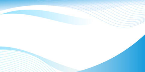 Poster - Blue gradient background with wave and lines, Vector illustration.