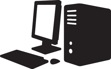 Fototapete - Modern PC desktop silhouette with simple vector lines