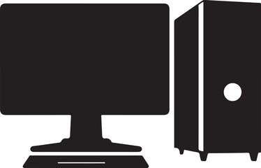 Fototapete - Detailed silhouette of desktop computer in vector style