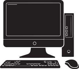 Fototapete - Abstract desktop computer silhouette for tech illustrations