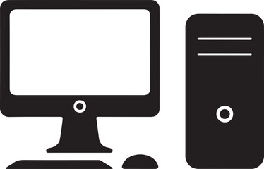 Fototapete - Front view desktop computer silhouette vector image