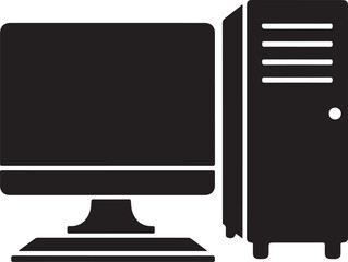 Fototapete - PC workstation silhouette vector with clean flat layout