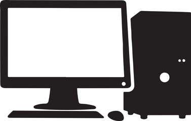 Fototapete - Desktop computer shape silhouette for app and logo design