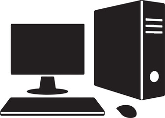Fototapete - Desktop workstation silhouette vector for digital design