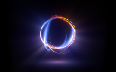 Wall Mural - glow swirl light effect. circular lens flare. abstract rotational lines. power energy element. lumin