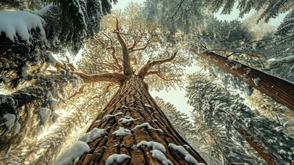 Wall Mural - tall snowy tree in forest