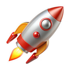 Poster - 3d cartoon rocket ship isolated on transparent background