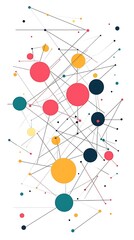 Poster - Abstract Network Colorful Circles Connected by Lines on a White Background
