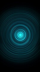 Aufkleber - Concentric Teal Circles with Dark Background, Abstract Round Tunnel, Creative