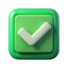 Poster - 3d green checkmark button icon isolated on transparent background
