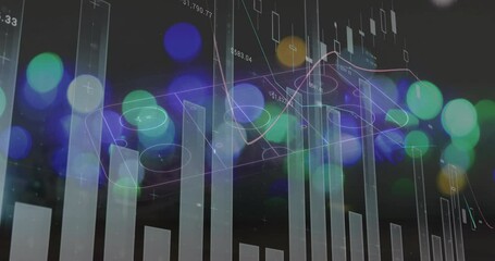 Poster - On start visualization displaying bars rising bokeh fading lines intersecting showing market trends