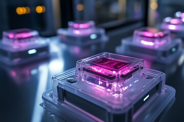 Poster - Implantable biochips resting in sterile display cases, integrated with nano-sensory nodes