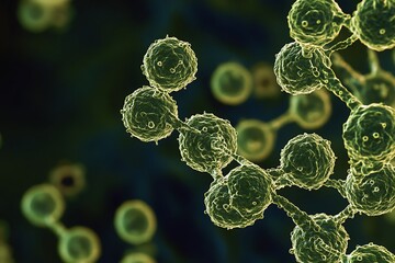 Poster - Microscopic view of engineered viruses being used for targeted genetic therapy applications 