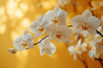Poster - Ai generated minimalistic image of white flowers blossom