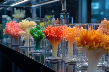 Poster - Vibrant coral-shaped bacterial cultures adapting under shifting atmospheric compositions