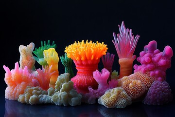 Poster - Vibrant coral-shaped bacterial cultures adapting under shifting atmospheric compositions