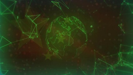 Poster - On playback globe rotating eastward while network lines pulsing to show global links