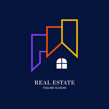 Creative Line Art House Logo with Window

