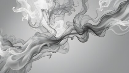 Fototapete - Graceful Smoke Swirls, A Gentle Dance Of Gray, A Softness On White. Ethereal Plumes, Delicate Beauty, A Fleeting Moment Captured. Flowing Shapes Evoke Movement.