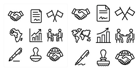 Poster - Business and corporate linear icons set – outline, vector, professional symbols