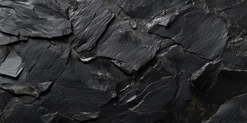 Aufkleber - Dark black rock grunge texture with natural details and patterns Generative AI